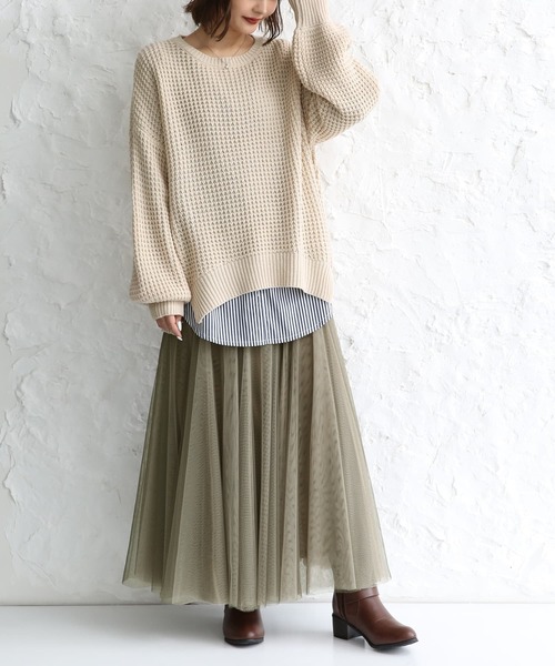 osharewalker（オシャレウォーカー）の「【廃盤】『シャツ切り替え裏起毛インナーカットソー』（Tシャツ/カットソー・レディース・ブラック/ネイビー/グレー/オフホワイト/ブラック×ホワイト・LL/M/L）」の17枚目の写真