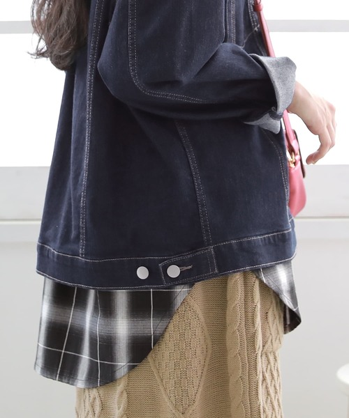 osharewalker（オシャレウォーカー）の「【廃盤】『シャツ切り替え裏起毛インナーカットソー』（Tシャツ/カットソー・レディース・ブラック/ネイビー/グレー/オフホワイト/ブラック×ホワイト・LL/M/L）」の19枚目の写真