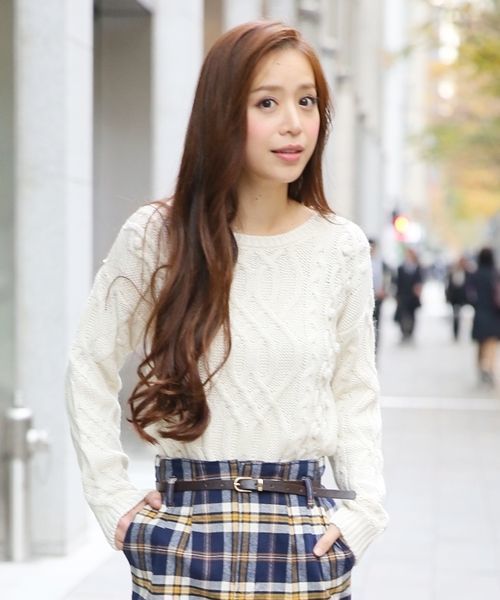 Heather（ヘザー）の「ケーブルポンポンニット　558785（ニット/セーター・レディース・オフホワイト/ブラック/グレー/グリーン・FREE）」の2枚目の写真