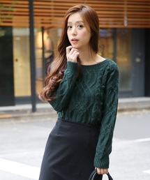 Heather | ケーブルポンポンニット　558785(ニット/セーター)