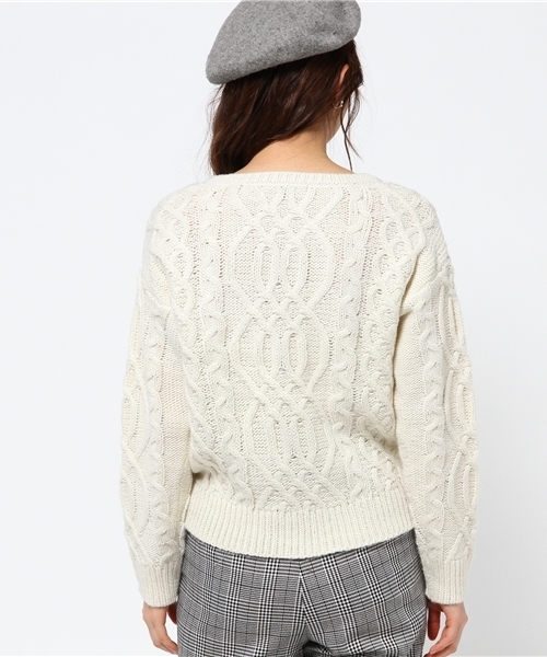 Heather（ヘザー）の「ケーブルポンポンニット　558785（ニット/セーター・レディース・オフホワイト/ブラック/グレー/グリーン・FREE）」の7枚目の写真