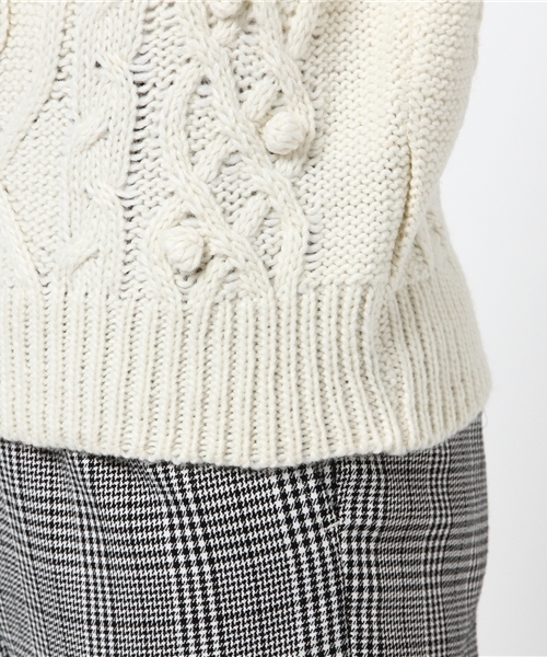 Heather（ヘザー）の「ケーブルポンポンニット　558785（ニット/セーター・レディース・オフホワイト/ブラック/グレー/グリーン・FREE）」の11枚目の写真