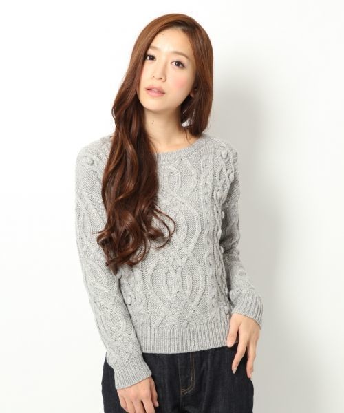 Heather（ヘザー）の「ケーブルポンポンニット　558785（ニット/セーター・レディース・オフホワイト/ブラック/グレー/グリーン・FREE）」の16枚目の写真