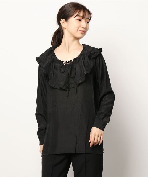 ehka sopo（エヘカソポ）の「ラッフルチュニックブラウス（シャツ/ブラウス・レディース・ブラック/ベージュ/オフホワイト/キナリ・ﾌﾘ-）」の15枚目の写真
