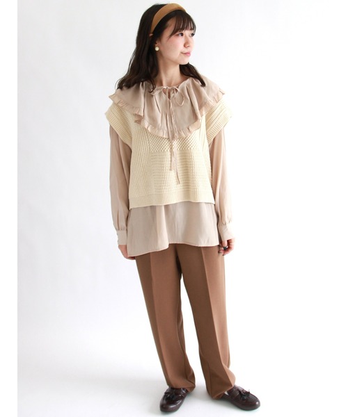 ehka sopo（エヘカソポ）の「ラッフルチュニックブラウス（シャツ/ブラウス・レディース・ブラック/ベージュ/オフホワイト/キナリ・ﾌﾘ-）」の13枚目の写真