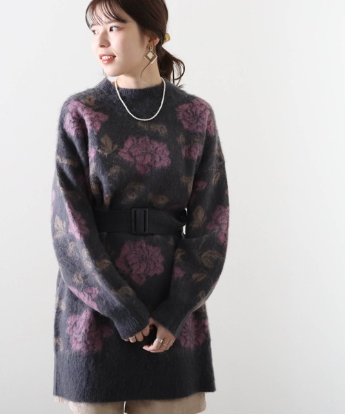 Cheek(チーク)の「花柄ジャガードミニニットワンピース(ワンピース・レディース・ベージュ/チャコールグレー/グレー・MEDIUM)」の18枚目の写真