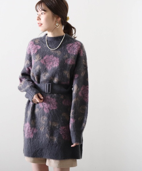 Cheek(チーク)の「花柄ジャガードミニニットワンピース(ワンピース・レディース・ベージュ/チャコールグレー/グレー・MEDIUM)」の19枚目の写真