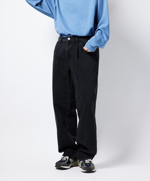 re_k by JUNRED(レクバイジュンレッド)の「re_k by JUNRed / レングスが選べるワンタックワイドデニムパンツ(デニムパンツ・メンズ・ブラック/ブルー・S/M/L/S1/M1/L1)」の6枚目の写真