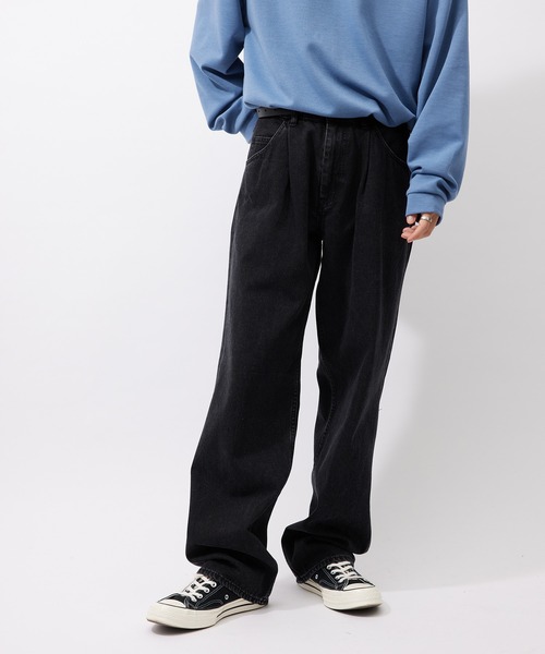 re_k by JUNRED(レクバイジュンレッド)の「re_k by JUNRed / レングスが選べるワンタックワイドデニムパンツ(デニムパンツ・メンズ・ブラック/ブルー・S/M/L/S1/M1/L1)」の16枚目の写真