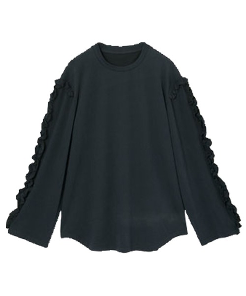 袖フリルカットソー