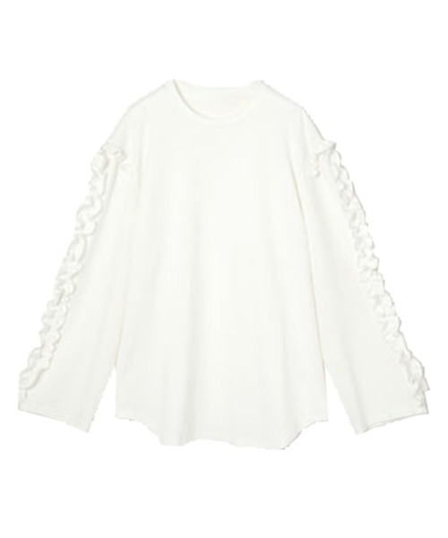 袖フリルカットソー