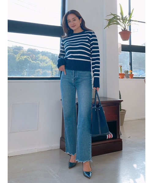 Vicente（ヴィセンテ）の「marine knit（ニット/セーター・レディース・ベージュ/ネイビー・FREE）」の3枚目の写真