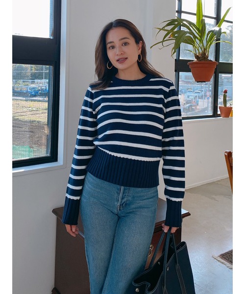 Vicente（ヴィセンテ）の「marine knit（ニット/セーター・レディース・ベージュ/ネイビー・FREE）」の5枚目の写真