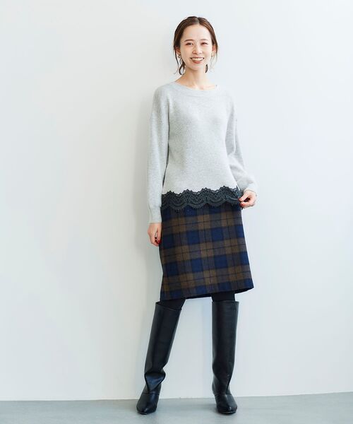 le.coeur blanc(ルクールブラン)の「シャギーチェックスカート(スカート・レディース・ベージュ系その他2/ブラウン系その他2・38/36)」の6枚目の写真