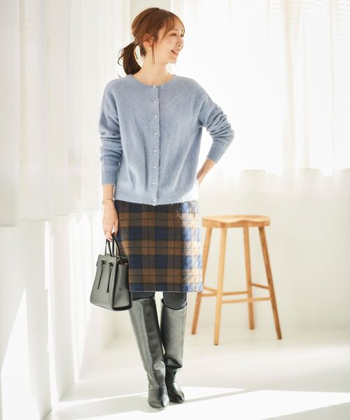 le.coeur blanc(ルクールブラン)の「シャギーチェックスカート(スカート・レディース・ベージュ系その他2/ブラウン系その他2・38/36)」の4枚目の写真