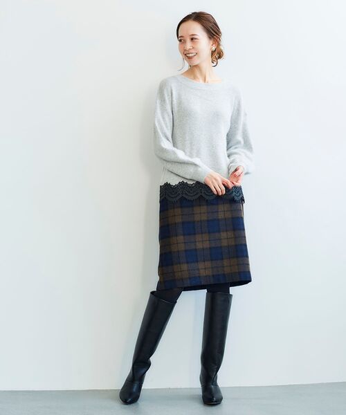 le.coeur blanc(ルクールブラン)の「シャギーチェックスカート(スカート・レディース・ベージュ系その他2/ブラウン系その他2・38/36)」の10枚目の写真