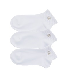 【Champion/チャンピオン】キッズ 【3足組】クォーターレングスソックス刺繍【ノンパイル】