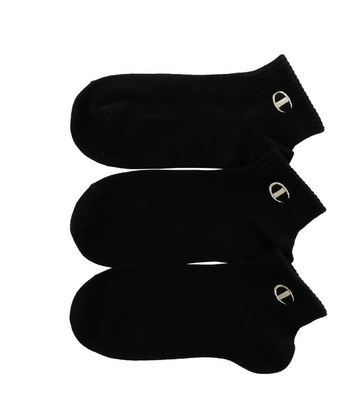 Champion（チャンピオン）の「【Champion/チャンピオン】キッズ 【3足組】クォーターレングスソックス刺繍【ノンパイル】（ソックス/靴下・キッズ・ホワイト/ブラック・FREE）」の2枚目の写真