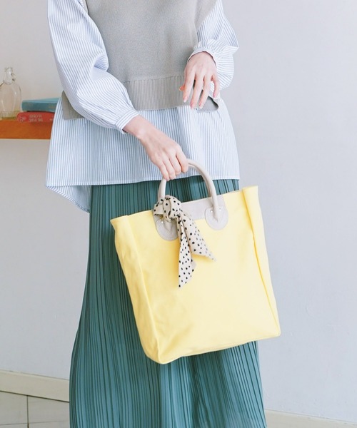 ikka(イッカ)の「キャンバススカーフ付きトートBAG(トートバッグ・レディース・ブラック/オフホワイト/イエロー・FREE)」の20枚目の写真