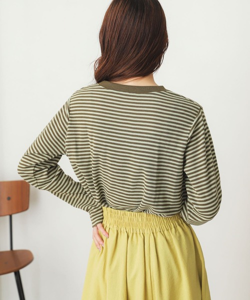 SENSE OF PLACE by URBAN RESEARCH（センスオブプレイスバイアーバンリサーチ）の「クルーネックボーダーリンガーTシャツ（Tシャツ/カットソー・レディース・イエロー/ホワイト系その他/グリーン系その他/ピンク系その他・ONE）」の15枚目の写真