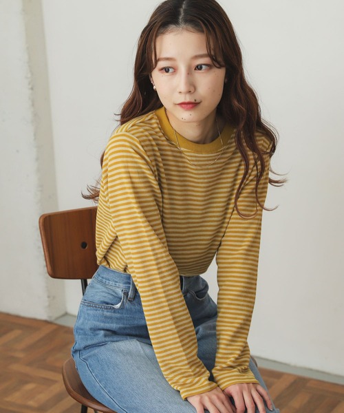 SENSE OF PLACE by URBAN RESEARCH（センスオブプレイスバイアーバンリサーチ）の「クルーネックボーダーリンガーTシャツ（Tシャツ/カットソー・レディース・イエロー/ホワイト系その他/グリーン系その他/ピンク系その他・ONE）」の22枚目の写真