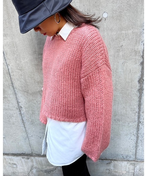 LiSeek（リシーク）の「【LiSeeK】チャンキーボートネックニットTOP（ニット/セーター・レディース・ブラック/ベージュ/ピンク/ブルー/アイボリー・FREE）」の5枚目の写真