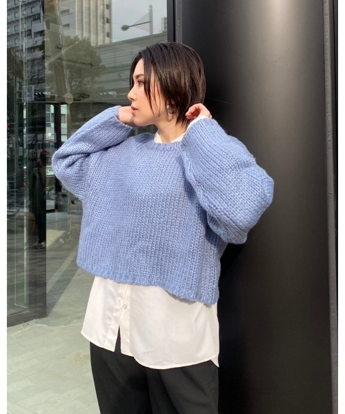 LiSeek（リシーク）の「【LiSeeK】チャンキーボートネックニットTOP（ニット/セーター・レディース・ブラック/ベージュ/ピンク/ブルー/アイボリー・FREE）」の4枚目の写真