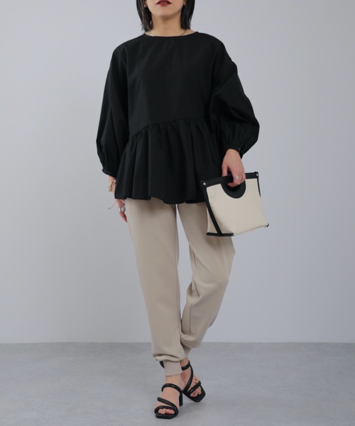 ap retro（アプレトロ）の「【ap retro】リラックスポンチジョガーパンツ　/ジョグパンツ（スウェットパンツ・レディース・ブラック/グレイッシュベージュ/ブラック系その他/ベージュ系その他/ホワイト系その他/アイボリー・FREE）」の15枚目の写真