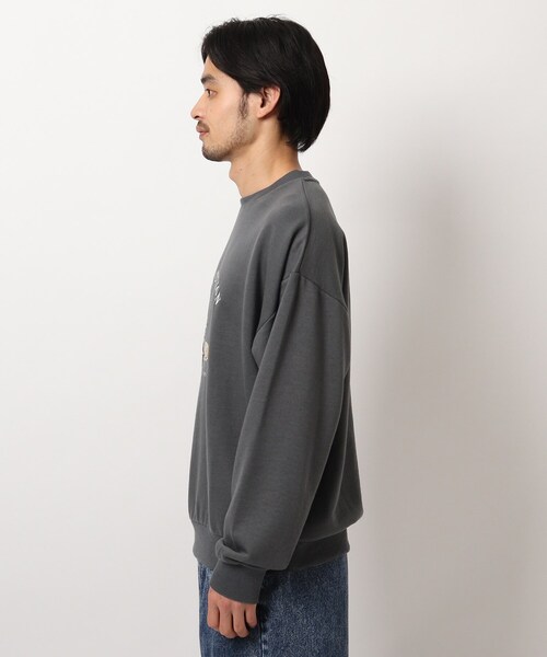 BASECONTROL（ベースコントロール）の「◆ビンテージ風 ドッグ刺繍 クルーネックスウェット トレーナー（スウェット・メンズ・ブラック/アイボリー/ブルー系5・02/03/04）」の6枚目の写真