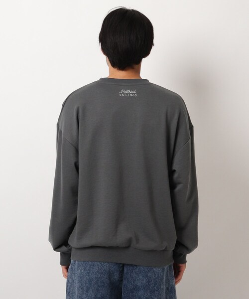 BASECONTROL（ベースコントロール）の「◆ビンテージ風 ドッグ刺繍 クルーネックスウェット トレーナー（スウェット・メンズ・ブラック/アイボリー/ブルー系5・02/03/04）」の7枚目の写真