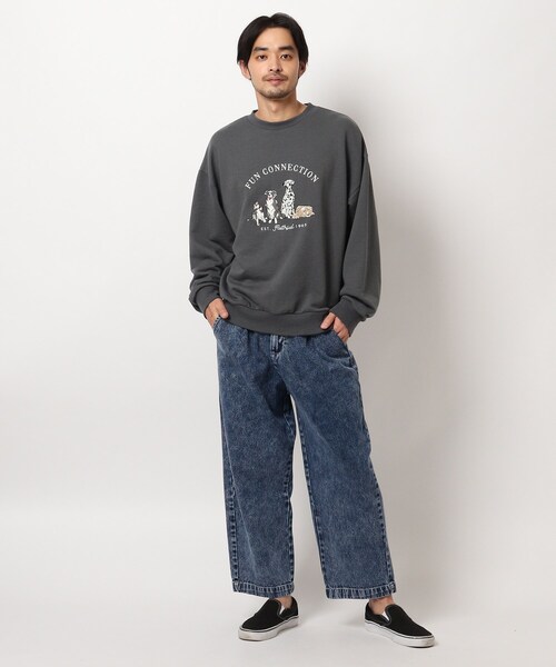 BASECONTROL（ベースコントロール）の「◆ビンテージ風 ドッグ刺繍 クルーネックスウェット トレーナー（スウェット・メンズ・ブラック/アイボリー/ブルー系5・02/03/04）」の14枚目の写真