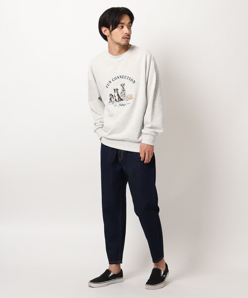 BASECONTROL（ベースコントロール）の「◆ビンテージ風 ドッグ刺繍 クルーネックスウェット トレーナー（スウェット・メンズ・ブラック/アイボリー/ブルー系5・02/03/04）」の15枚目の写真