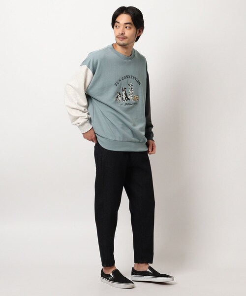 BASECONTROL（ベースコントロール）の「◆ビンテージ風 ドッグ刺繍 クルーネックスウェット トレーナー（スウェット・メンズ・ブラック/アイボリー/ブルー系5・02/03/04）」の16枚目の写真