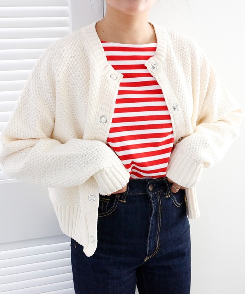 CIENA(シエナ)の「カノコ2wayカーディガン(カーディガン/ボレロ・レディース・ブラック/オフホワイト/グリーン/ラベンダー・FREE)」の7枚目の写真