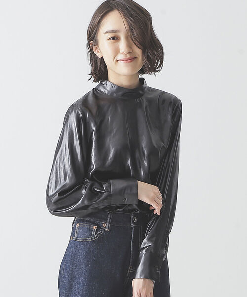 BEAMS LIGHTS（ビームスライツ）の「BEAMS LIGHTS / チンツ加工 バックリボン ブラウス（シャツ/ブラウス・レディース・ブラック/ブラウン・ONE SIZE）」の3枚目の写真