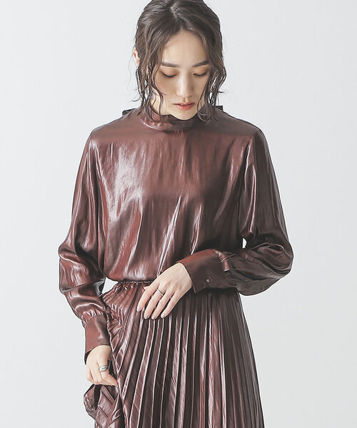 BEAMS LIGHTS（ビームスライツ）の「BEAMS LIGHTS / チンツ加工 バックリボン ブラウス（シャツ/ブラウス・レディース・ブラック/ブラウン・ONE SIZE）」の4枚目の写真