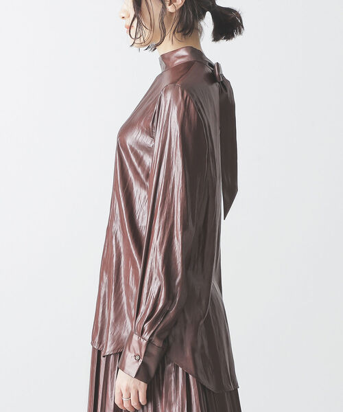 BEAMS LIGHTS（ビームスライツ）の「BEAMS LIGHTS / チンツ加工 バックリボン ブラウス（シャツ/ブラウス・レディース・ブラック/ブラウン・ONE SIZE）」の12枚目の写真