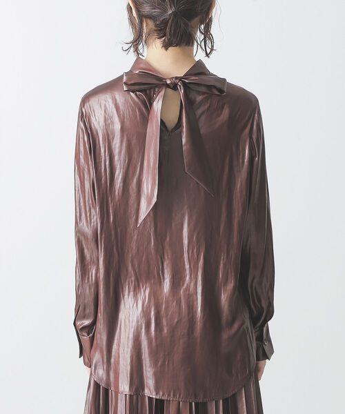 BEAMS LIGHTS（ビームスライツ）の「BEAMS LIGHTS / チンツ加工 バックリボン ブラウス（シャツ/ブラウス・レディース・ブラック/ブラウン・ONE SIZE）」の13枚目の写真