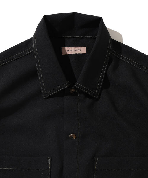 BEAMS LIGHTS(ビームスライツ)の「BEAMS LIGHTS / カラーステッチ 半袖 シャツ(シャツ/ブラウス・メンズ・ライトブルー/ブラック/ベージュ・SMALL/MEDIUM/LARGE)」の6枚目の写真