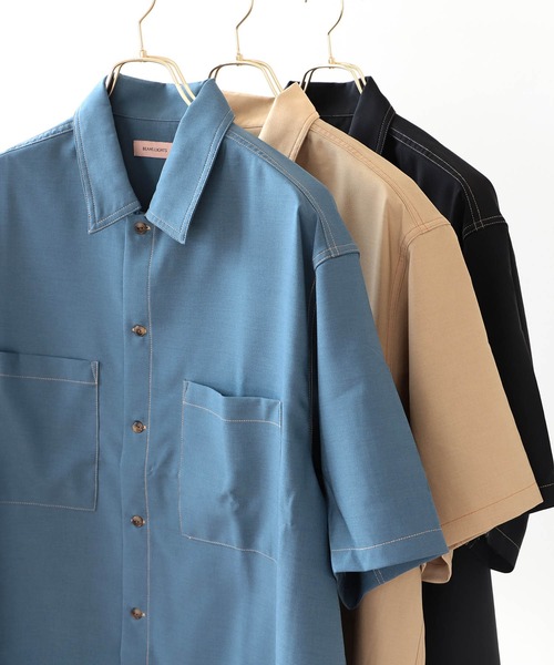 BEAMS LIGHTS(ビームスライツ)の「BEAMS LIGHTS / カラーステッチ 半袖 シャツ(シャツ/ブラウス・メンズ・ライトブルー/ブラック/ベージュ・SMALL/MEDIUM/LARGE)」の3枚目の写真