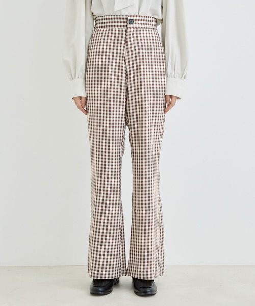 vis-`a-vis（ビサビ）の「【WEB限定】ギンガムチェックフレアパンツ（スラックス・レディース・グリーン/ブラウン/ブラック系その他・M/S）」の15枚目の写真