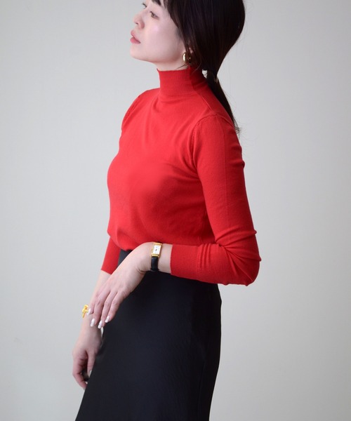 ibeul_（イベール）の「モヘアタッチミニハイネックニット（ニット/セーター・レディース・ブラウン/レッド/ブラック/ホワイト・FREE）」の4枚目の写真