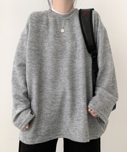 SONA（ソナ）の「SONYUNARA ソフトオーバーフィット長袖Tシャツ（Tシャツ/カットソー・レディース・アイボリー/カーキ/グレー/ブルー/イエロー/ベージュ/ブラック/スカイブルー/ダークグレー・FREE）」の3枚目の写真