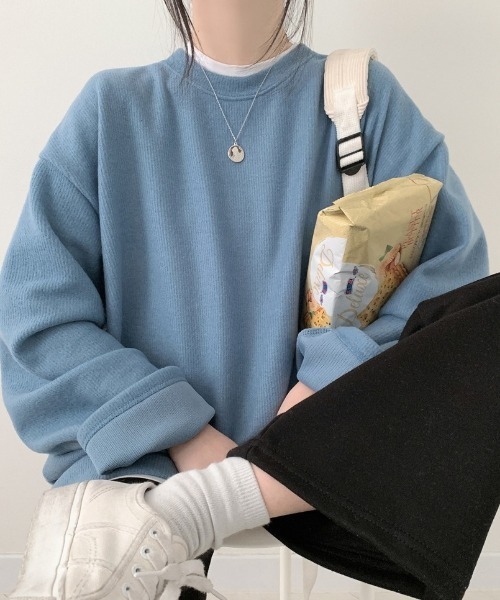 SONA（ソナ）の「SONYUNARA ソフトオーバーフィット長袖Tシャツ（Tシャツ/カットソー・レディース・アイボリー/カーキ/グレー/ブルー/イエロー/ベージュ/ブラック/スカイブルー/ダークグレー・FREE）」の7枚目の写真