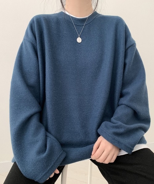 SONA（ソナ）の「SONYUNARA ソフトオーバーフィット長袖Tシャツ（Tシャツ/カットソー・レディース・アイボリー/カーキ/グレー/ブルー/イエロー/ベージュ/ブラック/スカイブルー/ダークグレー・FREE）」の12枚目の写真