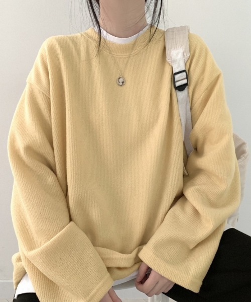 SONA（ソナ）の「SONYUNARA ソフトオーバーフィット長袖Tシャツ（Tシャツ/カットソー・レディース・アイボリー/カーキ/グレー/ブルー/イエロー/ベージュ/ブラック/スカイブルー/ダークグレー・FREE）」の19枚目の写真
