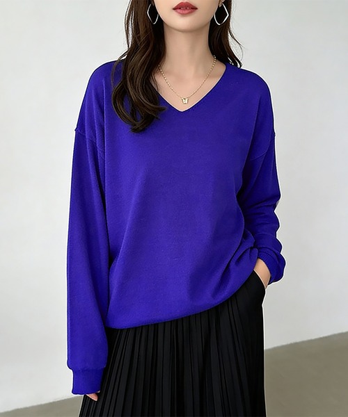 Doux Belle(ドゥーベル)の「カシミヤタッチ ニット セーター vネック(ニット/セーター・レディース・ブラック/ベージュ/パープル/ブラウン/グレー/グリーン/ライトグリーン/アイボリー/モカ/ワイン/グレイッシュベージュ/オレンジ/ブルー系その他/イエロー系その他/ピンク/ベージュ系その他/ダークブルー/ブラウン系その他/ホワイト系その他/テラコッタ/ダークブラウン・FREE)」の16枚目の写真
