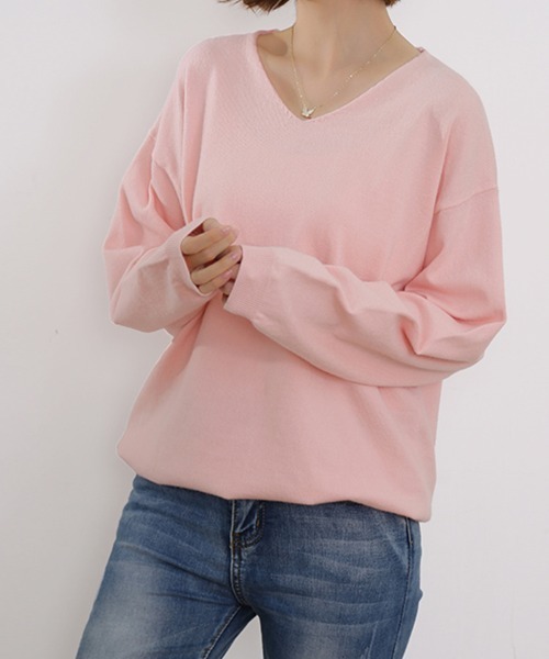 Doux Belle(ドゥーベル)の「カシミヤタッチ ニット セーター vネック(ニット/セーター・レディース・ブラック/ベージュ/パープル/ブラウン/グレー/グリーン/ライトグリーン/アイボリー/モカ/ワイン/グレイッシュベージュ/オレンジ/ブルー系その他/イエロー系その他/ピンク/ベージュ系その他/ダークブルー/ブラウン系その他/ホワイト系その他/テラコッタ/ダークブラウン・FREE)」の19枚目の写真