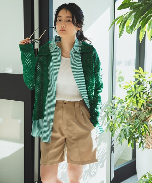 bohmal（ボマール）の「メッシュニットカーディガン（カーディガン/ボレロ・レディース・オフホワイト/ブラック/グリーン/ピンク・FREE）」の8枚目の写真