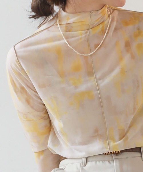 Bab（バブ）の「シアーニュアンスプリントトップス（Tシャツ/カットソー・レディース・イエロー/グレー/ベージュ・FREE）」の19枚目の写真